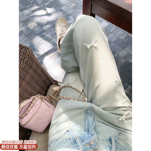 【折后再享2件88折】微信打折价！蝴蝶结烫钻牛仔裤 日常229.99/件 立减79.91 秒杀149.99/件！！ 商品图0