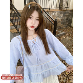【129元任选2件】现货！荷叶边系带灯笼袖衬衫