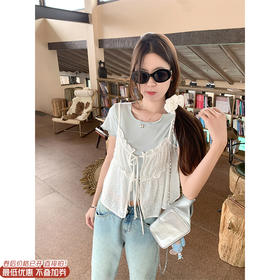 【129元任选2件】现货！叠穿蕾丝吊带短袖T