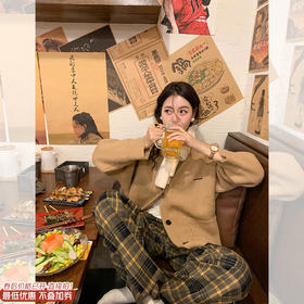 <曾小咸推荐>现货秒杀 ！微信超特价！复古黄格子休闲裤 日常179.99 立减90 秒杀89.99！！