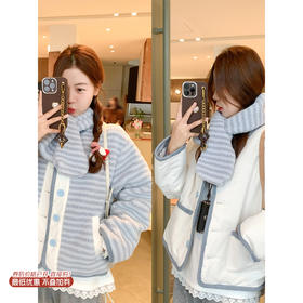 <曾小咸推荐>现货秒杀 ！微信超特价！韩系条纹双面穿羊羔毛（送围巾） 日常329.99 立减140 秒杀189.99！！