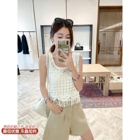 【129元任选2件】现货！波西亚风钩花流苏镂空针织背心/白色背心