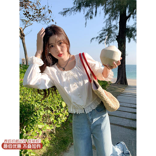 <曾小咸推荐>4.8现货秒杀！微信超特价！珍珠扣蕾丝花边衬衫 日常149.99 立减60 秒杀89.99！ 商品图0