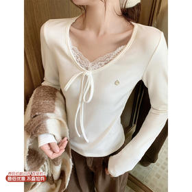 <曾小咸推荐>现货秒杀 ！微信超特价！v领蕾丝边打底衫 日常119.99 立减50 秒杀69.99！！