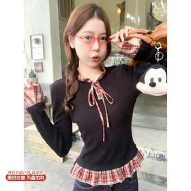 <曾小咸推荐>现货秒杀 ！微信超特价！韩系假两件格子t恤 日常149.99 立减80 秒杀69.99！！