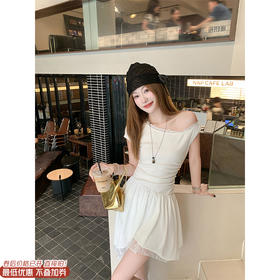 【折后再享2件88折】现货秒杀！微信打折价！斜肩拼接蕾丝花边连衣裙 日常199.99/件 立减90 秒杀109.99/件！！