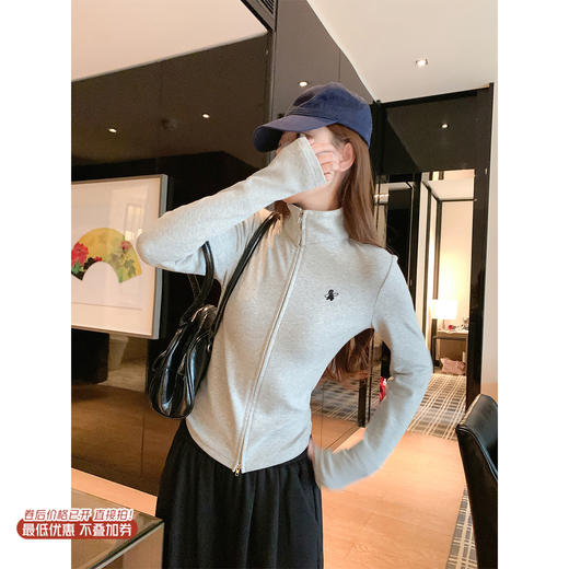 【169元任选2件】现货！立领灰色长袖t恤 商品图0