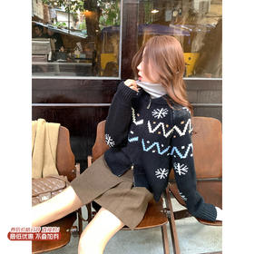 <曾小咸推荐>现货秒杀！微信超特价！费尔岛黑色拉链毛衣开衫 日常229.99 立减130 秒杀99.99！