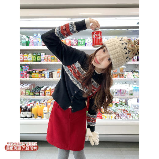 【169元任选2件】现货！复古费尔岛黑色毛衣开衫 商品图0