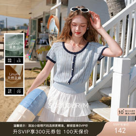 【莱赛尔】三彩2026春季新款撞色圆领镂空针织毛衣套头毛衫修身M