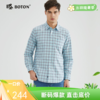 波顿【大码衬衣】春秋男士浅蓝色格子衬衫高端美式休闲MS703123 商品缩略图0