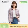 波顿女士春夏季粉蓝白色格子长袖衬衫高端美式休闲衬衣LS060125 商品缩略图0