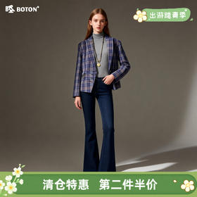 【第2件半价！尾货清仓不退换】波顿女士西装领牛仔夹克LJ371