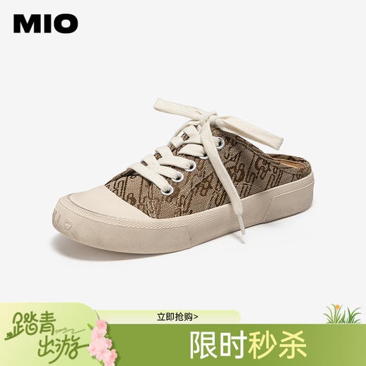 MIO米奥做旧帆布鞋拖鞋春季新款脏脏凉鞋休闲圆头一脚蹬女鞋M252251305 商品图0