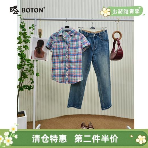 【第2件半价！尾货清仓不退换】波顿女士休闲格仔短袖衬衫LS731215 商品图0