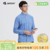 波顿男士春秋季清爽彩蓝格纹合身纯棉长袖衬衣MS030124 商品缩略图0