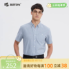 波顿男士短袖灰蓝色格子衬衫高端美式休闲衬衣MS032224 商品缩略图0