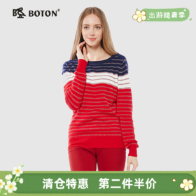 【第2件半价！尾货清仓不退换】波顿秋冬季女士圆领套头毛衫全棉针织毛衣亲肤休闲宽松内搭打底衫LU079517