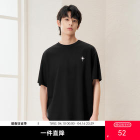 gxg.jeans男装 夏季热卖黑色哥特风印花设计圆领短袖T恤J24D442040