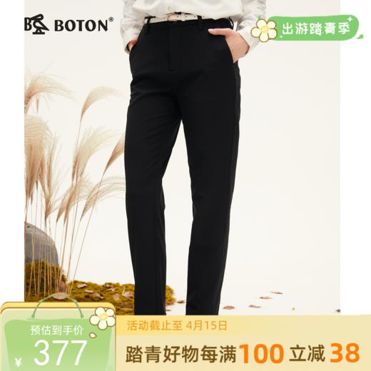 波顿女士秋冬 休闲裤 黑直筒加绒 柔暖合身显瘦百搭款LE336324 商品图0