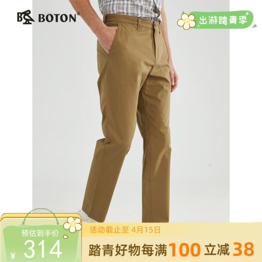 【碳素磨毛】波顿男士经典休闲裤卡其色修身高端ME856123 商品图0
