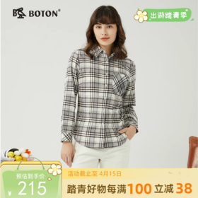 波顿女士春秋冬季 衬衫 磨毛格纹 柔暖合身休闲长袖款LS999323