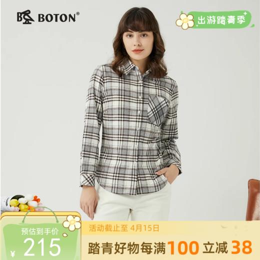 波顿女士春秋冬季 衬衫 磨毛格纹 柔暖合身休闲长袖款LS999323 商品图0