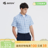 波顿男士春夏季浅蓝色格子美式休闲短袖衬衫MS033224 商品缩略图0