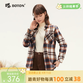 波顿女士秋冬 衬衫外套 磨毛加绒格纹 宽松暖适款LSJ016324