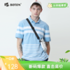 波顿短袖polo衫夏天浅蓝色条纹男士翻领上衣夏季纯棉t恤MT657220 商品缩略图0