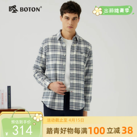 波顿男士秋冬 衬衫 磨毛格纹 修身柔适休闲长袖常规款MS719323