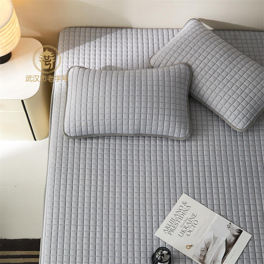 【武汉】银鹏汉棉乳胶席床笠三件套-米兰灰（凉席180*200cm+枕套48*74cm*2) 商品图0
