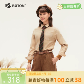 波顿秋冬季女士灯芯绒长袖衬衫高端美式休闲英伦风衬衣