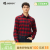 【抗菌防臭】波顿男士春秋冬季磨毛格子长袖衬衫修身休闲百搭衬衣MS128325 商品缩略图0