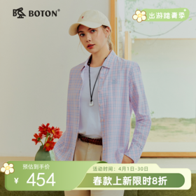 波顿女士春秋季翻领格仔长袖衬衫｜宽松全开襟，休闲百搭LS156126