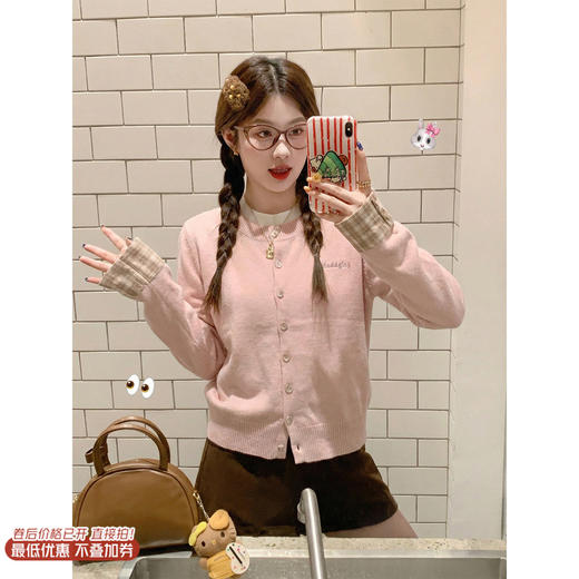 <曾小咸推荐>3.12现货秒杀 ！微信超特价！韩系假两件针织开衫 日常209.99 立减120 秒杀89.99！！ 商品图0