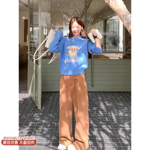 <曾小咸推荐>3.13现货秒杀 ！微信超特价！韩系潦草小狗刺绣毛衣 日常199.99 立减100 秒杀99.99！！ 休闲裤 秒杀99.99！！ 商品图0