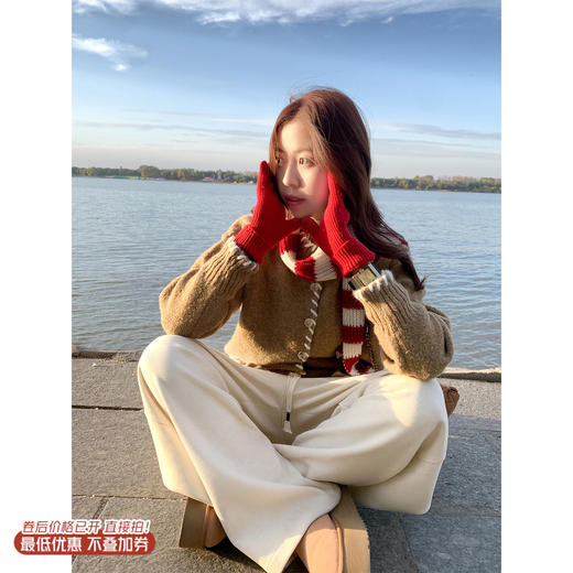 <曾小咸推荐>3.2现货秒杀！微信超特价！韩系抽绳高腰直筒休闲裤（加绒） 日常199.99 立减110 秒杀89.99！ 商品图0