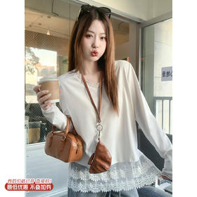 <曾小咸推荐>3.23现货秒杀 ！微信超特价！韩系v领蕾丝花边长袖T 日常149.99 立减80 秒杀69.99！！