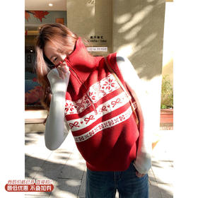 <曾小咸推荐>3.2现货秒杀！微信超特价！韩系红色翻领针织马甲 日常189.99 立减100 秒杀89.99！