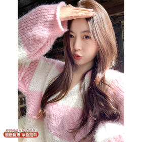 <曾小咸推荐>2.23现货秒杀 ！微信超特价！韩系撞色V领毛针织衫 日常159.99 立减80 秒杀79.99！！