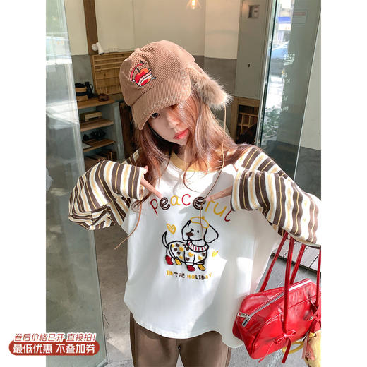 <曾小咸推荐>4.3现货秒杀 ！微信超特价！韩系小狗植绒t恤 日常199.99 立减120 秒杀79.99！！ 商品图0