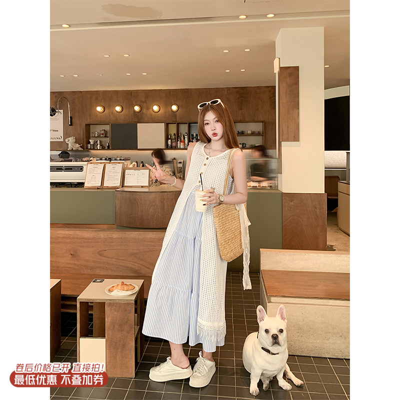 <曾小咸推荐>3.27现货秒杀 ！微信超特价！镂空罩衫+吊带连衣裙套装 日常289.99 立减160 秒杀129.99！！