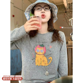 <曾小咸推荐>4.1现货秒杀 ！微信超特价！韩系小猫印花长袖 日常149.99 立减90 秒杀59.99！！