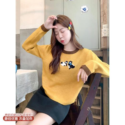 <曾小咸推荐> 2.18 现货秒杀 ！微信超特价！ 韩系刺绣小猫毛衣 日常199.99 立减110 秒杀89.99！！ 商品图0