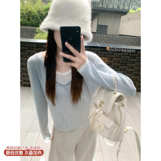 <曾小咸推荐>2.24现货秒杀 ！微信超特价！2色韩系撞色假两件长袖  日常119.99 立减60 秒杀59.99！！ 半身裙 秒杀79.99！！ 商品图0