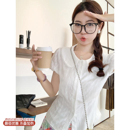 <曾小咸推荐>3.30现货秒杀 ！微信超特价！韩系娃娃领泡泡袖衬衫 日常169.99 立减80 秒杀89.99！！ 商品图0