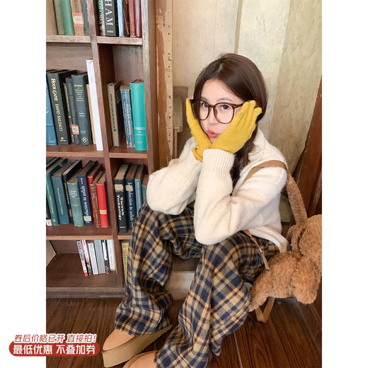 <曾小咸推荐> 2.19 现货秒杀 ！微信超特价！韩系抽绳格子休闲裤 日常199.99 立减100 秒杀99.99！！毛衣 秒杀99.99/件！！ 商品图0