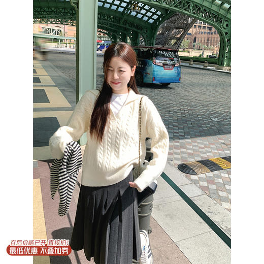 <曾小咸推荐>2.23现货秒杀 ！微信超特价！2色韩系翻领毛衣 日常159.99 立减70 秒杀89.99！！ 商品图0