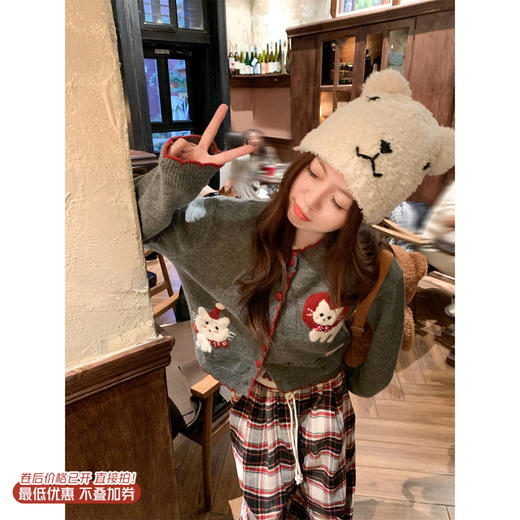 <曾小咸推荐>3.18现货秒杀 ！微信超特价！韩系小猫刺绣毛衣 日常199.99 立减110 秒杀89.99！！ 商品图0